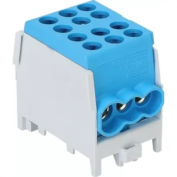Tracon FLECU-25-16-3K Rozvodná svorka odbočná,na DINlištu, modrá (Tracon FLECU-25-16-3K)