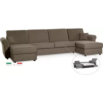 Sedací souprava Sedací souprava SAVONA U s rozkladem na každodenní spaní, hnědá (penelope 04), 140