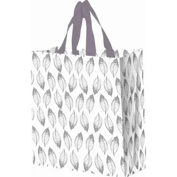 Nákupní taška Taška lamino 14l lístky stříbrné