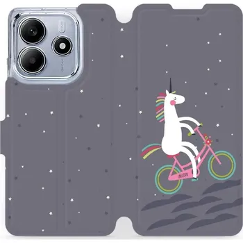 Pouzdro na mobilní telefon Flipové pouzdro Mobiwear - Xiaomi Redmi Note 14 5G - V024P Jednorožec na kole (Knížkové flip pouzdro, obal, kryt na mobil Xiaomi Redmi Note 14 5G - V024P Jednorožec na kole, materiál Umělá kůže + TPU - ochrana 360°, stojánek, silikonová vanička, magnetick