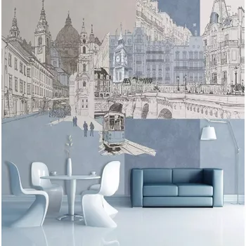 Fototapeta Solution Media 3D tapeta - Kreslené město MU1989 1 - Voděodolné plátno - Textilní tapeta omyvatelná - 250g/m2