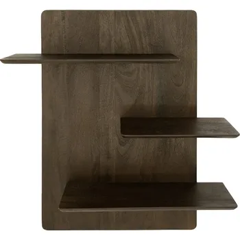 police By-Boo Hnědá dřevěná nástěnná police Seco 90 x 60 cm