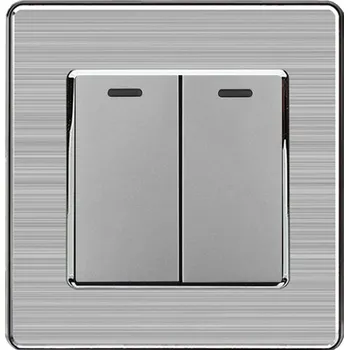 Elektrická zásuvka SRAN 2vypínač šedý, včetně rámečku z nerez oceli
