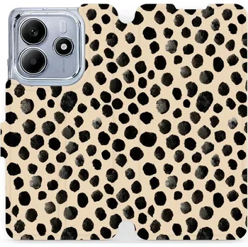 Pouzdro na mobilní telefon Flipové pouzdro Mobiwear - Xiaomi Redmi Note 14 5G - VA50S Černé puntíky (Knížkové flip pouzdro, obal, kryt na mobil Xiaomi Redmi Note 14 5G - VA50S Černé puntíky, materiál Umělá kůže + TPU - ochrana 360°, stojánek, silikonová vanička, magnetické zavírání