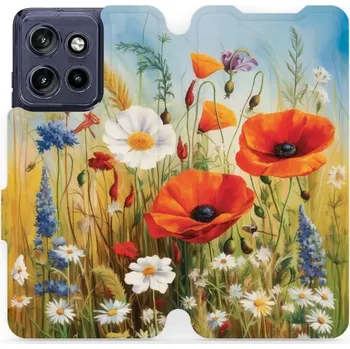 Flipové pouzdro Mobiwear - Motorola Edge 50 Neo - VP43S Letní louka (Knížkové flip pouzdro, obal, kryt na mobil Motorola Edge 50 Neo - VP43S Letní louka, materiál Umělá kůže + TPU - ochrana 360°, stojánek, silikonová vanička, magnetické zavírání)