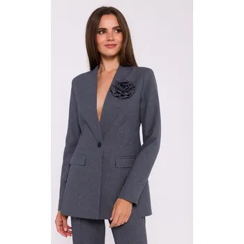 Dámské sako Elegantní sako s květinou Stylove S370 šedé EU velikost: S