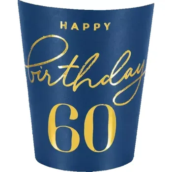 Party nádobí Papírové kelímky 60. narozeniny - Royal blue 6 ks