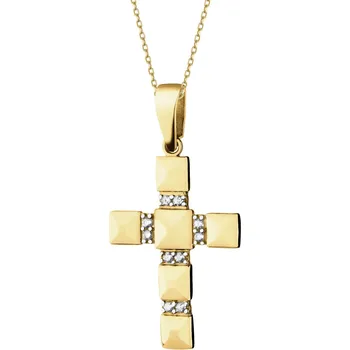 Přívěsek Zlatý přívěsek se zirkony - kříž - AP539-9911