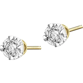 Náušnice Náušnice ze žlutého a bílého zlata s brilianty - srdce - 0,12 ct - ryzost 585 - 101.309