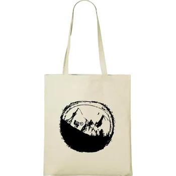 Nákupní taška DOBRÝ TRIKO Bavlněná taška s potiskem Hory a kolo Barva: Natural