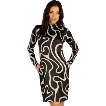 Dámská móda Dámské elastické šaty LITEX černo béžové L