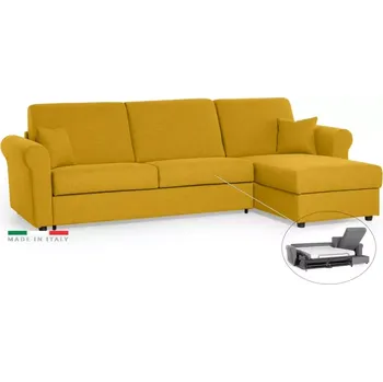 Sedací souprava Rohová sedací souprava SAVONA s rozkladem na každodenní spaní, žlutá (penelope 08), 140
