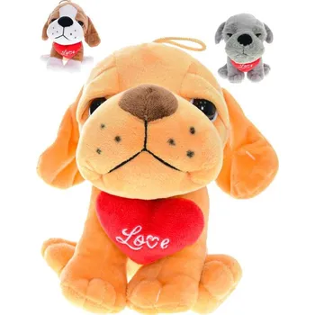 plyšák PLYŠ Pes sedící se srdíčkem Love 15cm 3 druhy (plyšová hračka)