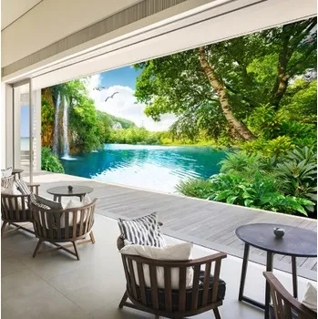 Fototapeta Solution Media 3D tapeta - Jezero s vodopádem MU1702 3 - 3D Relief - Vliesová tapeta - 320g/m2