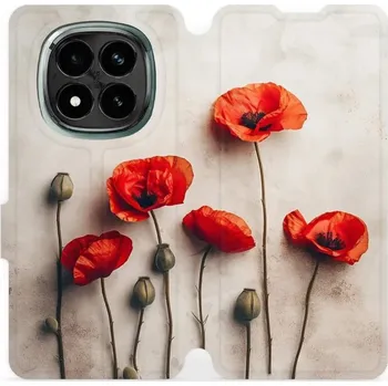 Pouzdro na mobilní telefon Flipové pouzdro Mobiwear - Xiaomi Redmi Note 14 Pro Plus 5G - VP42S Vlčí máky (Knížkové flip pouzdro, obal, kryt na mobil Xiaomi Redmi Note 14 Pro Plus 5G - VP42S Vlčí máky, materiál Umělá kůže + TPU - ochrana 360°, stojánek, silikonová vanička, magnetick