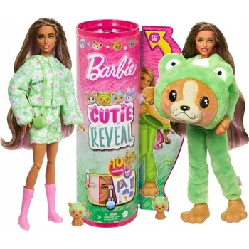 Panenka Mattel Barbie Cutie Reveal Barbie v kostýmu pejsek v kostýmu žabky HRK24