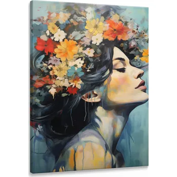 Obraz Obraz Na Plátně Akvarel ŽENSKÝ Portrét Abstrakce Květiny 40x60