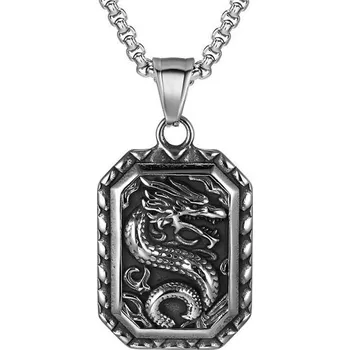 Šperk Přívěsek z chirurgické oceli Známka s drakem, Model včetně řetízku 3mm/ 60 cm Impress Jewelry 97k-cube