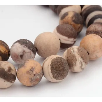 Dětské navlékací korálky Jaspis zebra hnědá matná 8 mm (návlek 46 - 48 korálků)