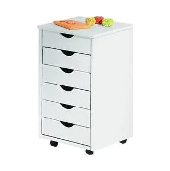 Psací stůl Kontejner 6 zásuvek bílý lak masiv borovice IDEA 391B