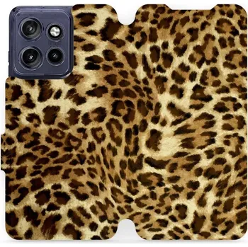 Pouzdro na mobilní telefon Flipové pouzdro Mobiwear - Motorola Edge 50 Neo - VA33P Leopardí vzor (Knížkové flip pouzdro, obal, kryt na mobil Motorola Edge 50 Neo - VA33P Leopardí vzor, materiál Umělá kůže + TPU - ochrana 360°, stojánek, silikonová vanička, magnetické zavírání)
