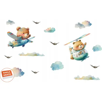 Samolepící dekorace Nálepky na zeď pro děti, letadla, zvířátka