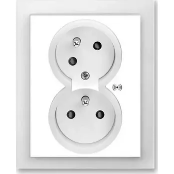 Elektrická zásuvka Zásuvka 230 V dvojnásobná ABB Neo IP 40 s akustickou signalizací bílá/ledová bílá