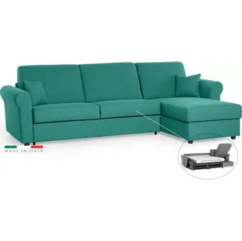 Sedací souprava Rohová sedací souprava SAVONA s rozkladem na každodenní spaní, tyrkysová (penelope 18), 140