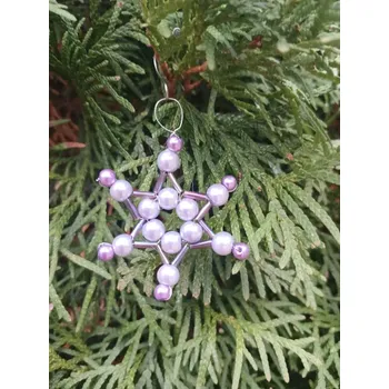 Vánoční dekorace sněhová vločka z korálků fialová