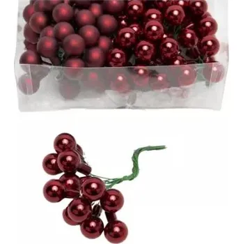 DEKORACE - Baňky skleněné, tmavě červené, sada 144 ks