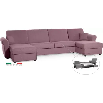 Sedací souprava Sedací souprava SAVONA U s rozkladem na každodenní spaní, levandulová (penelope 15), 140