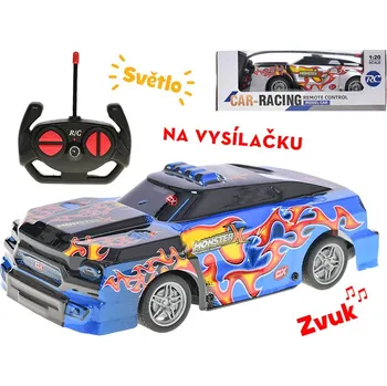 autíčko R/C auto závodní 20cm plná funkce se světlem 27MHz 2barvy v krabičce na dálkové ovládání