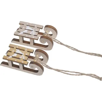 Dekorace - dřevěné sáňky na zavěšení 2ks