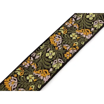 Popruh s výšivkou šíře 50 mm, barva 4 žlutá