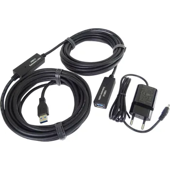 PremiumCord USB 3.0 repeater a prodlužovací kabel A/M-A/F 10m