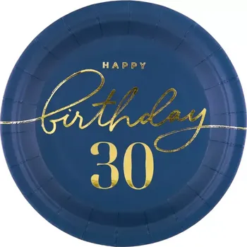Talíř Papírové talíře 30. narozeniny 15 cm - Royal blue 6 ks