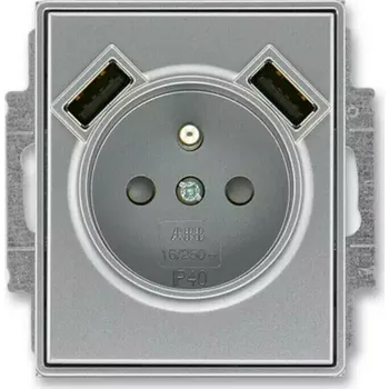 Elektrická zásuvka Zásuvka 230 V s USB jednonásobná ABB Time ocel