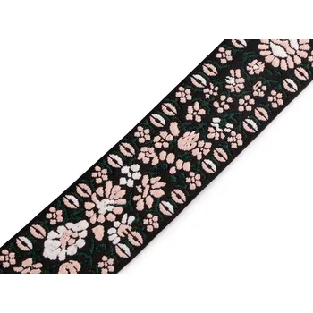 Popruh s výšivkou šíře 50 mm, barva 1 pudrová