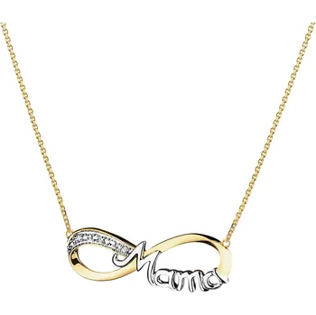 Náhrdelník Zlatý náhrdelník s diamanty - máma, nekonečno - 0,01 ct - ryzost 585 - 110.976