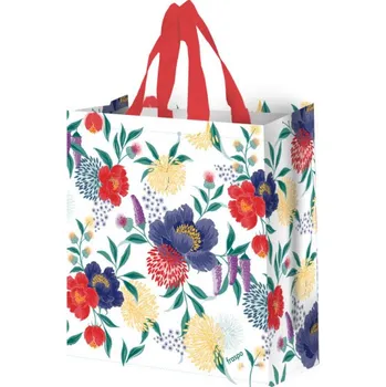 Taška lamino 14l květy bílá