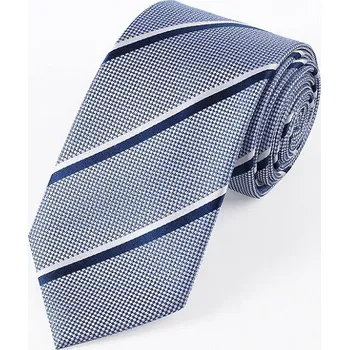 Kravata Hedvábná kravata modrá s pruhem, HEDVÁBNÝ SVĚT