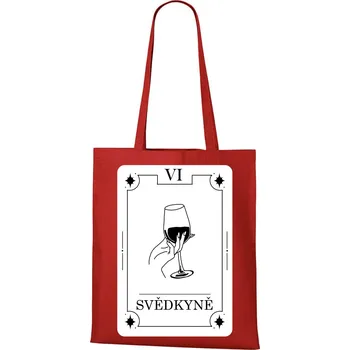 DOBRÝ TRIKO Bavlněná taška s potiskem Svědkyně tarot Barva: Červená