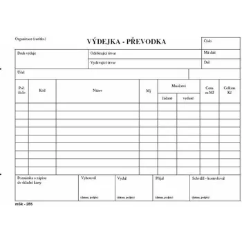 Výdejka - převodka A5 NCR/285