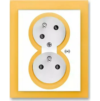 Stavebniny Zásuvka 230 V dvojnásobná ABB Neo IP 40 s akustickou signalizací bílá/ledová oranžová