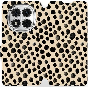 Pouzdro na mobilní telefon Flipové pouzdro Mobiwear - Xiaomi Redmi Note 14 Pro 5G - VA50S Černé puntíky (Knížkové flip pouzdro, obal, kryt na mobil Xiaomi Redmi Note 14 Pro 5G - VA50S Černé puntíky, materiál Umělá kůže + TPU - ochrana 360°, stojánek, silikonová vanička, magnetické)