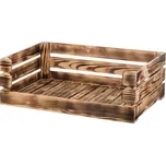 Opálená dřevěná bedýnka otevřená 60 x 39 x 20 cm