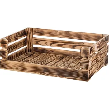 Úložný box Opálená dřevěná bedýnka otevřená 60 x 39 x 20 cm