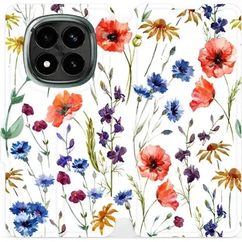 Pouzdro na mobilní telefon Flipové pouzdro Mobiwear - Xiaomi Redmi Note 14 Pro Plus 5G - MP04S Luční kvítí (Knížkové flip pouzdro, obal, kryt na mobil Xiaomi Redmi Note 14 Pro Plus 5G - MP04S Luční kvítí, materiál Umělá kůže + TPU - ochrana 360°, stojánek, silikonová vanička,)