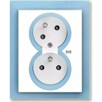 vypínač Zásuvka 230 V dvojnásobná ABB Neo IP 40 s akustickou signalizací bílá/ledová modrá