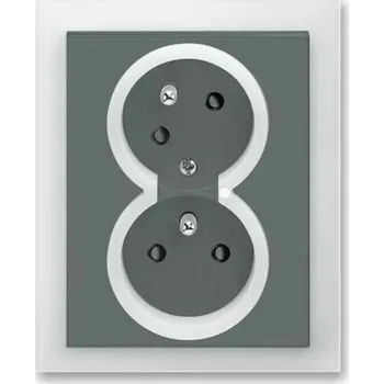 Elektrická zásuvka Zásuvka 230 V dvojnásobná ABB Neo IP 40 s optickou signalizací grafitová/ledová bílá